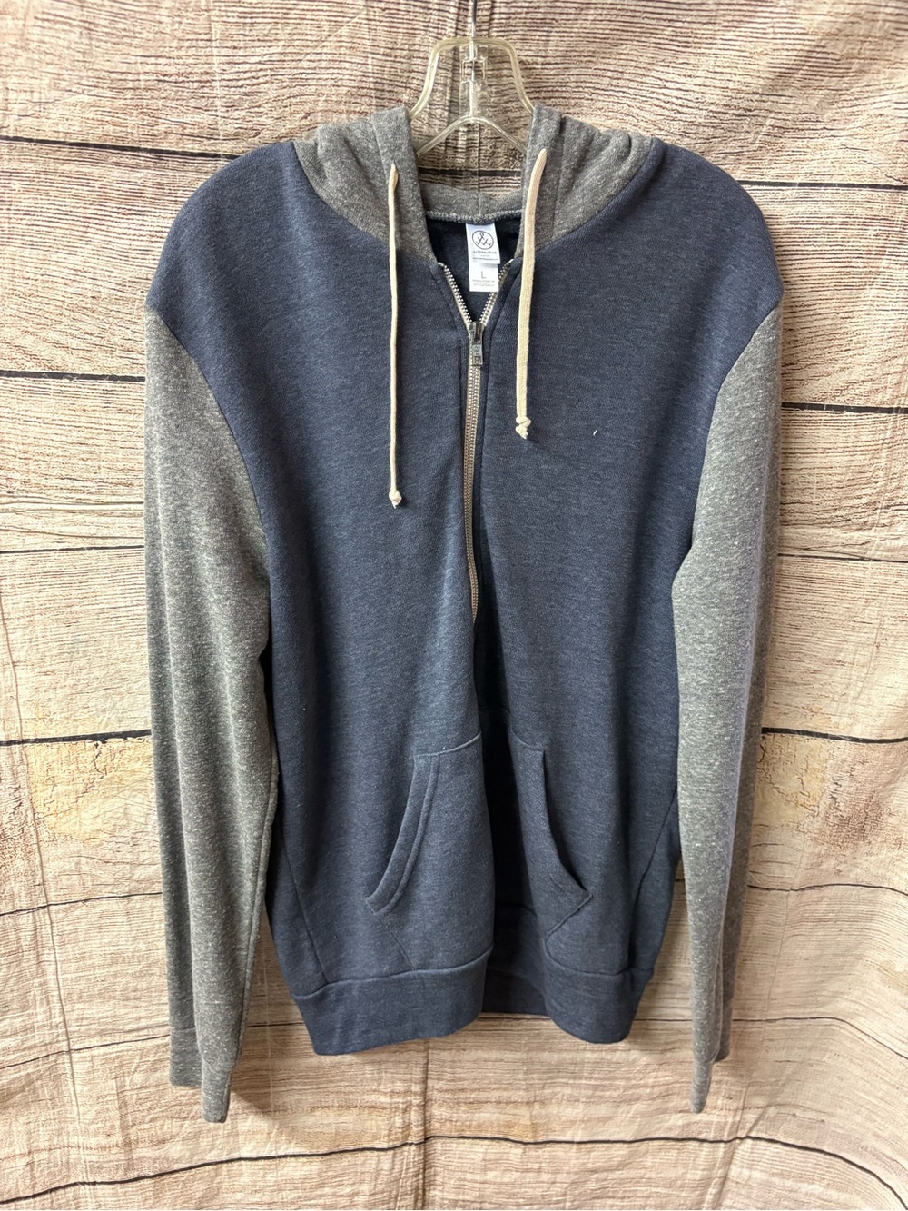 😍Alternative Men's Navy Body with Gray Sleeves Zip-Up Hoodie